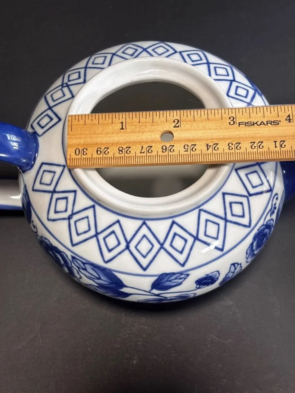Bella Casa Cobalt Blue And White Ceramic Tea Pot Vintage 90s Home Décor